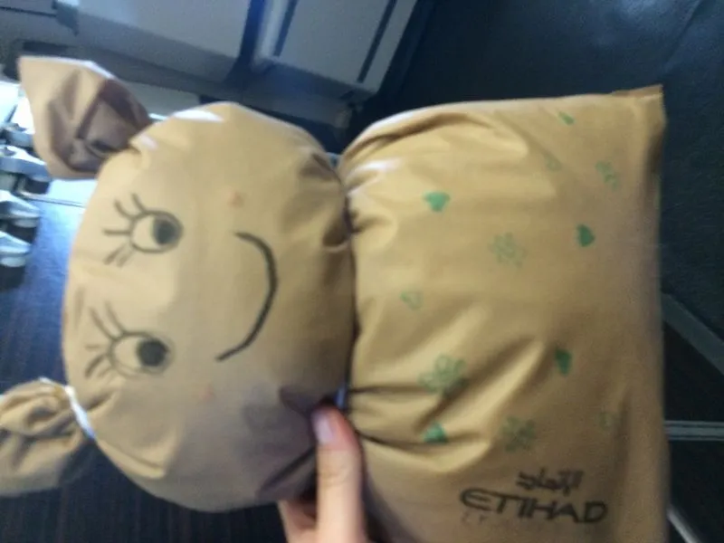 The first Mimo, made from an in-flight pillow in 2014